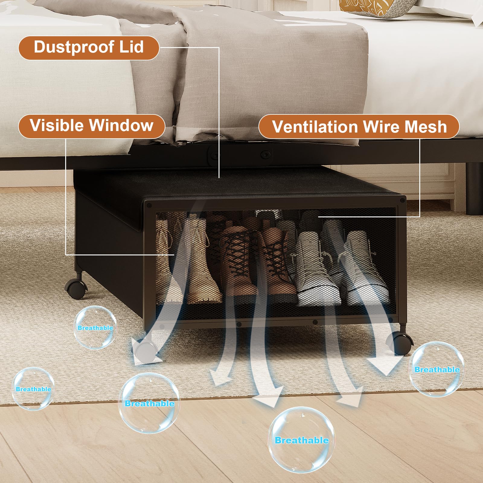 Fokyfok under-bed storage spans 31 inches for long items