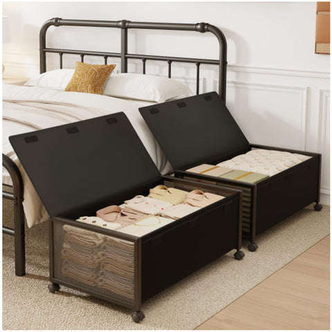 Fokyfok under-bed storage containers with wheels glide smoothly for quick access