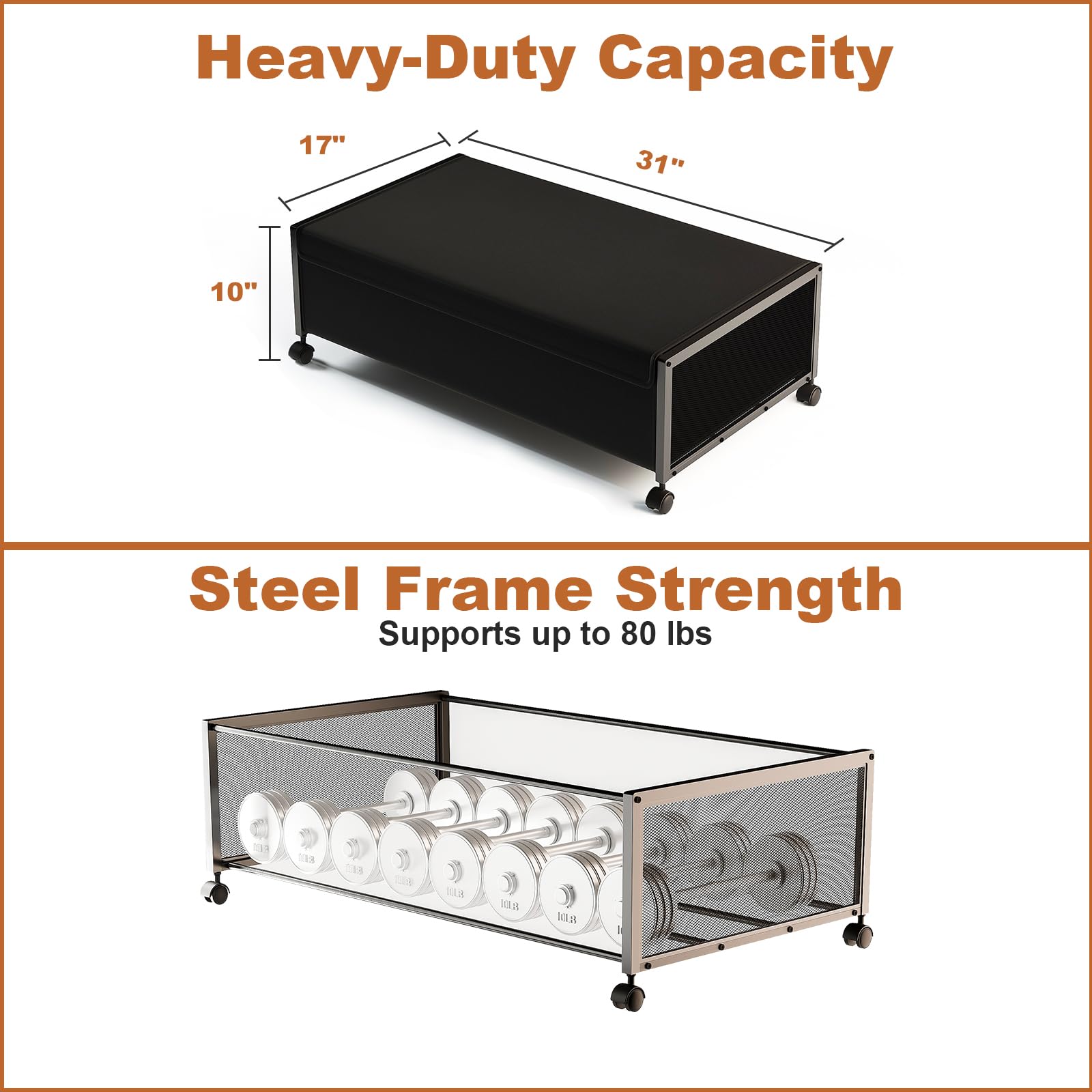 Fokyfok under-bed storage shows sturdy iron-plate construction