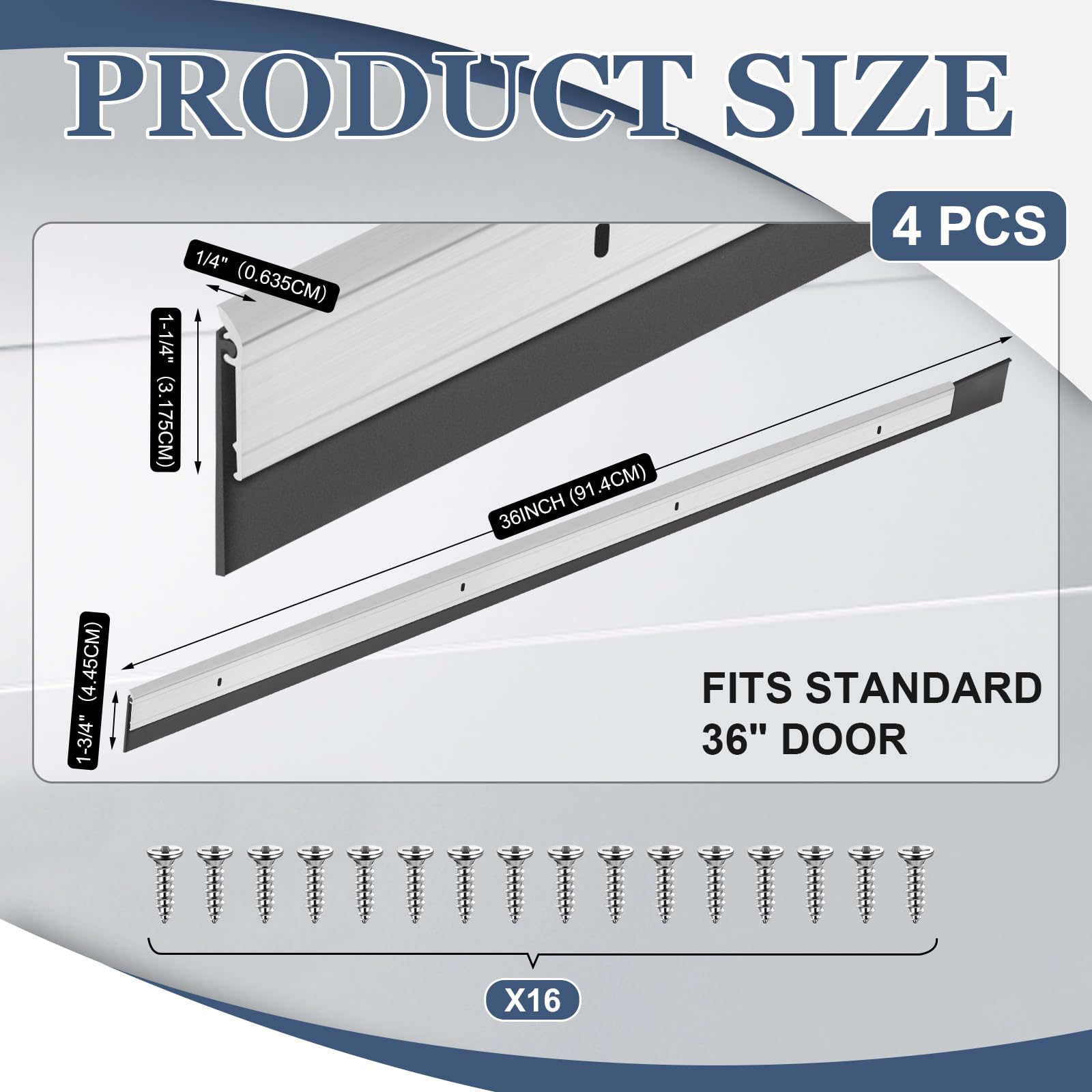 FoldTier door sweep showing 36-inch size for wide doors.