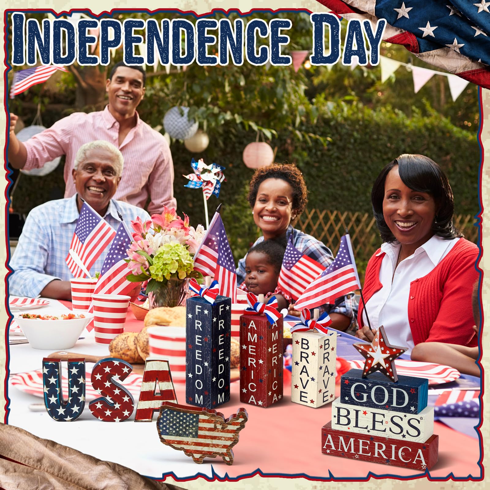 FoldTier firework ornaments brightening patriotic displays for home tables and gatherings.