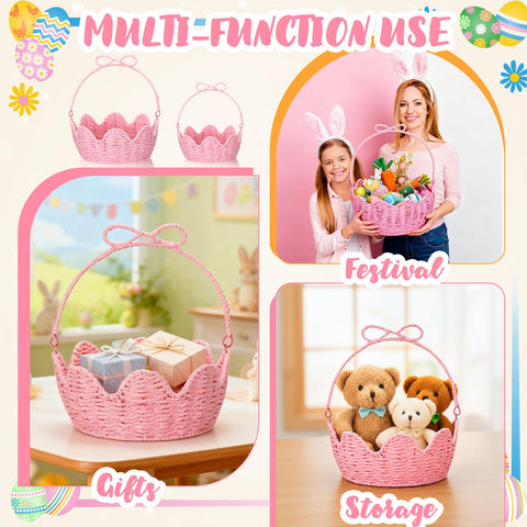 FoldTier pink Easter basket gift setup ideal for gifting and gatherings.