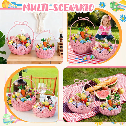 FoldTier pink Easter basket spring décor ready for home and events.