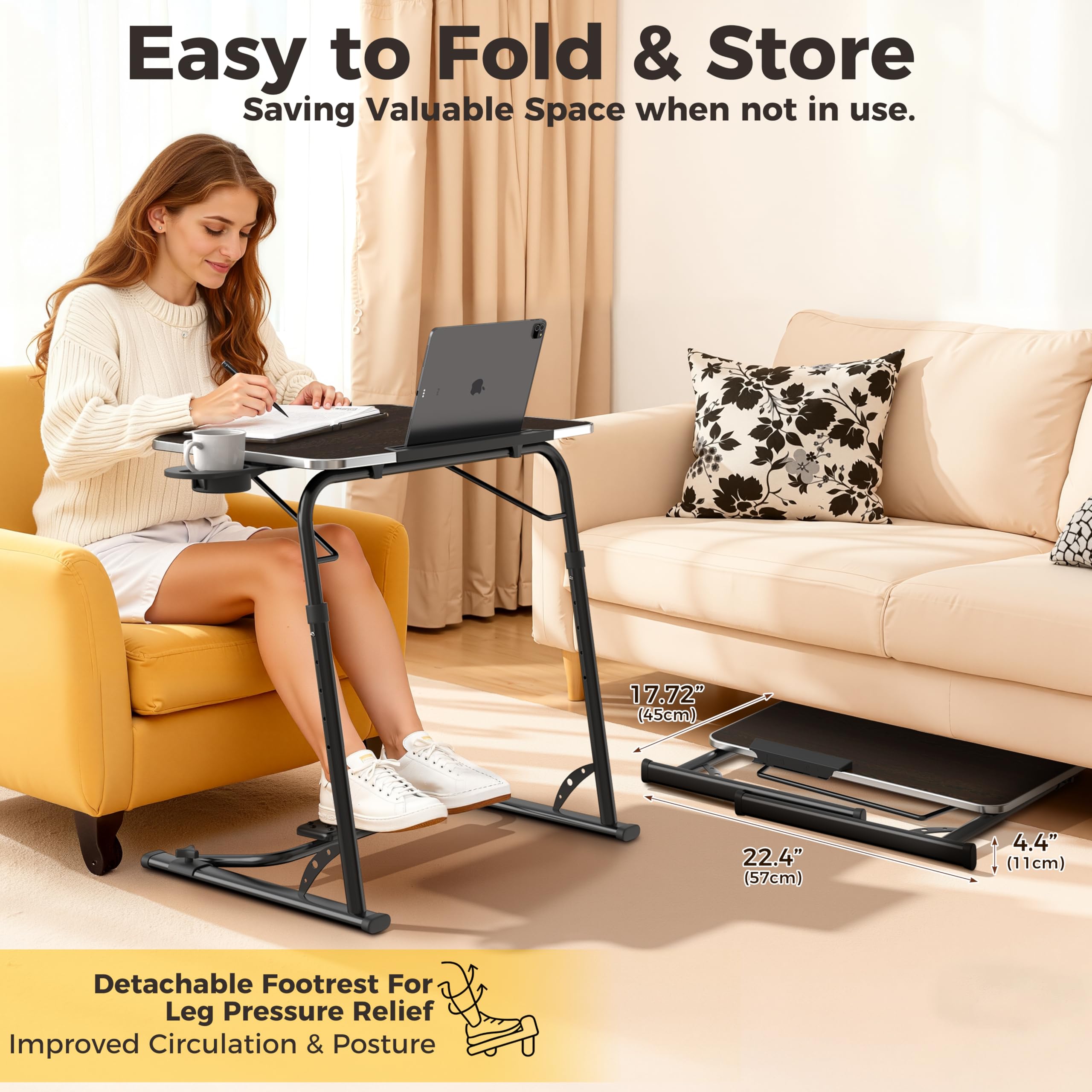 FoldWise removable edge stopper prevents items from sliding off