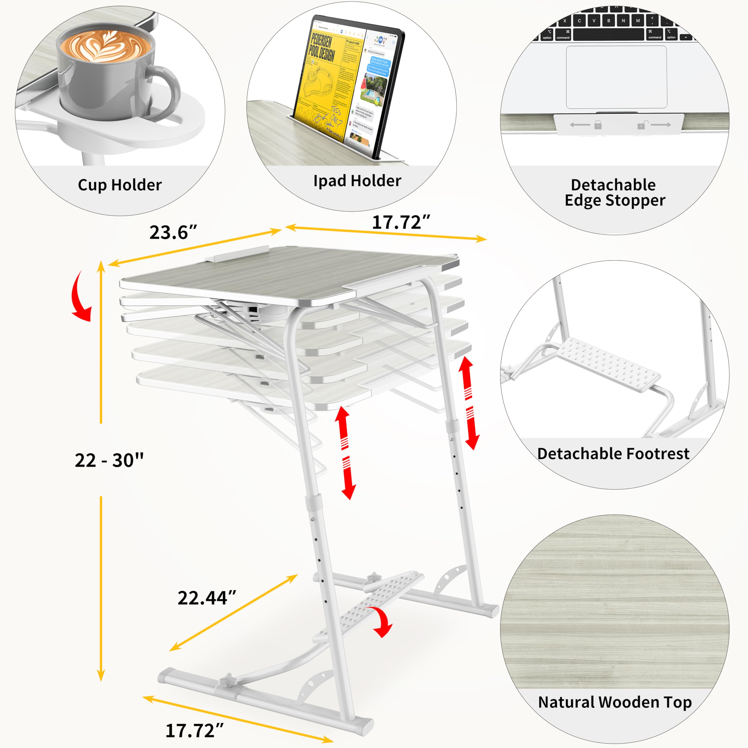 FoldWise sofa desk with cupholder keeps drinks within reach during movie time.