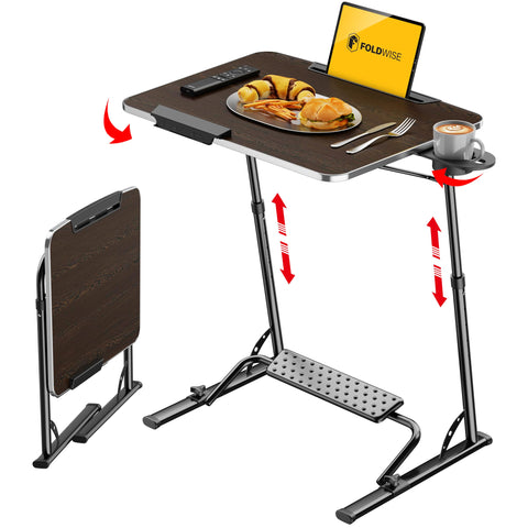 FoldWise upgraded folding TV tray table extralarge surface stabilizing couch meals