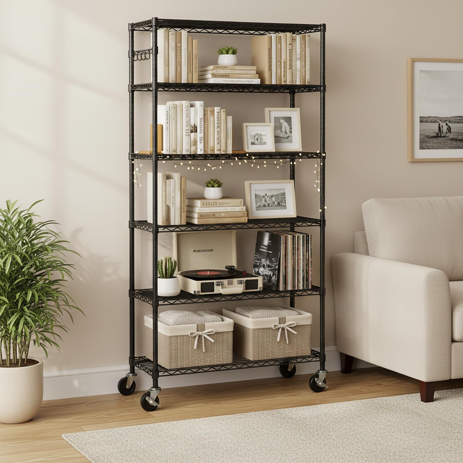 3-inch casters roll smoothly for easy cleaning and reorganization.