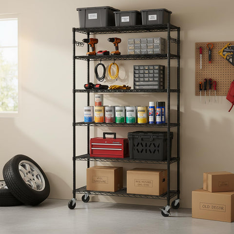 Large vertical storage helps kitchens and garages maximize space.