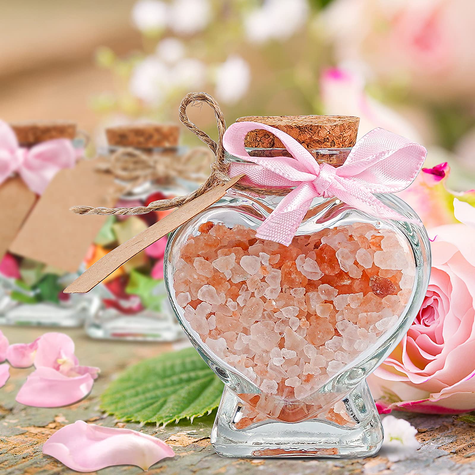 Folinstall Heart-shaped jars with cork lids, 20-pack for gifts and decor