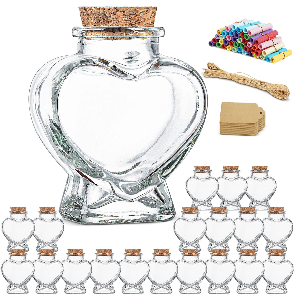 Folinstall Honeymoon Sand Keepsake Jar, heart-shaped glass with cork lid for keepsakes
