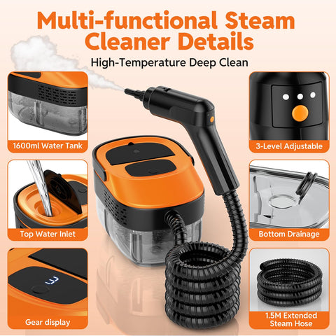 Fololicx steam cleaner 17-piece attachments kit for versatile surfaces.
