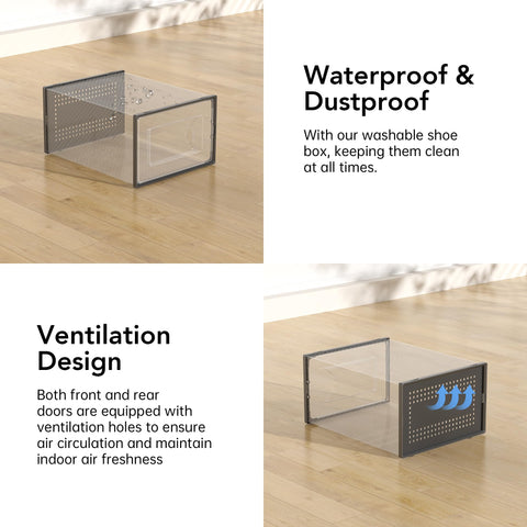 Foluck 15-pack clear shoe boxes set ideal for space-saving storage.
