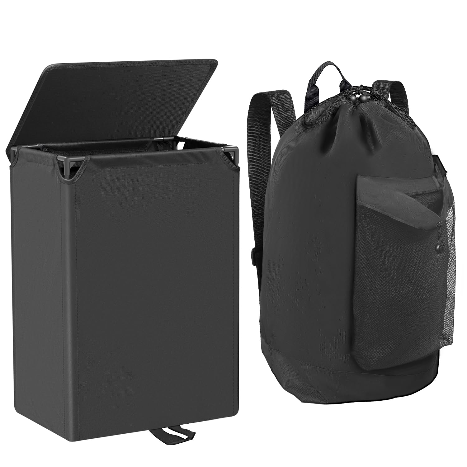Foluck 60L hamper with lid keeps laundry dust-free and odors contained.