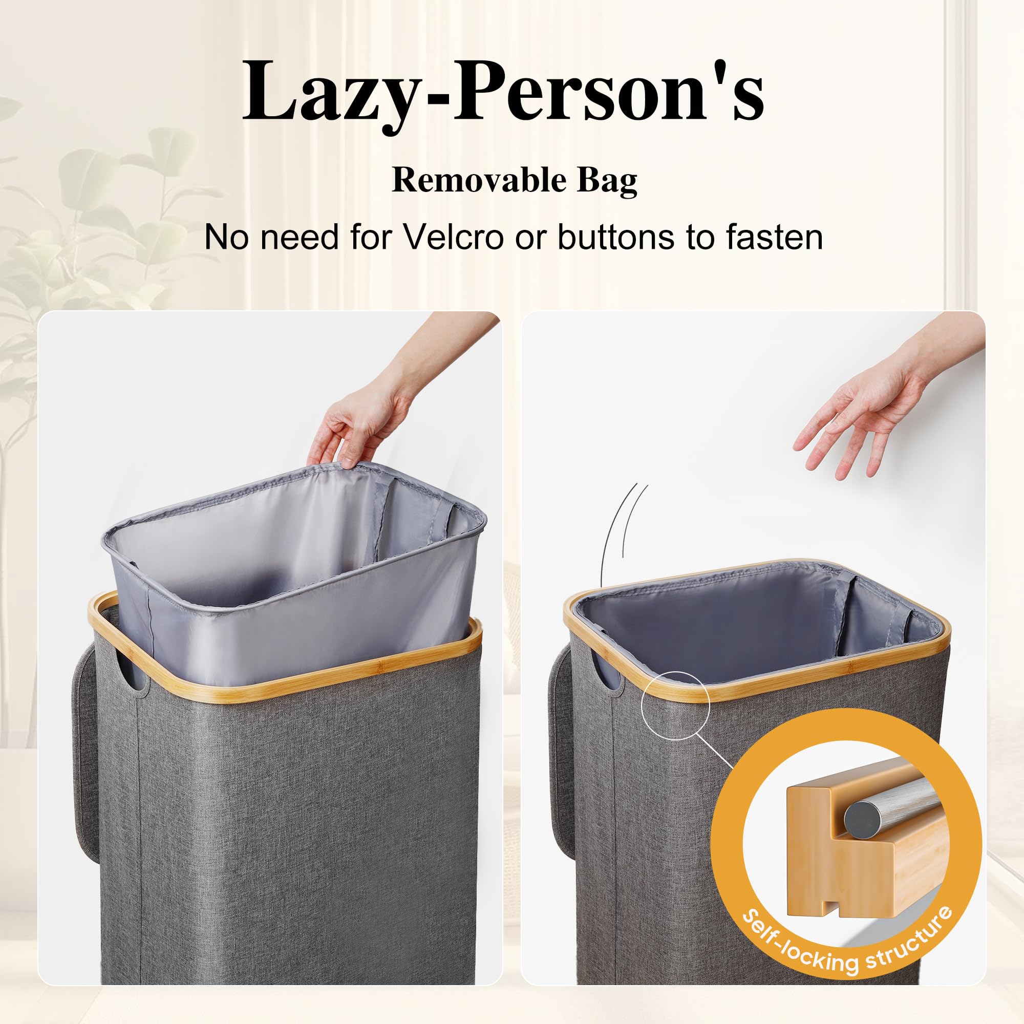 Foluck bamboo handles provide a comfortable grip for easy carrying.