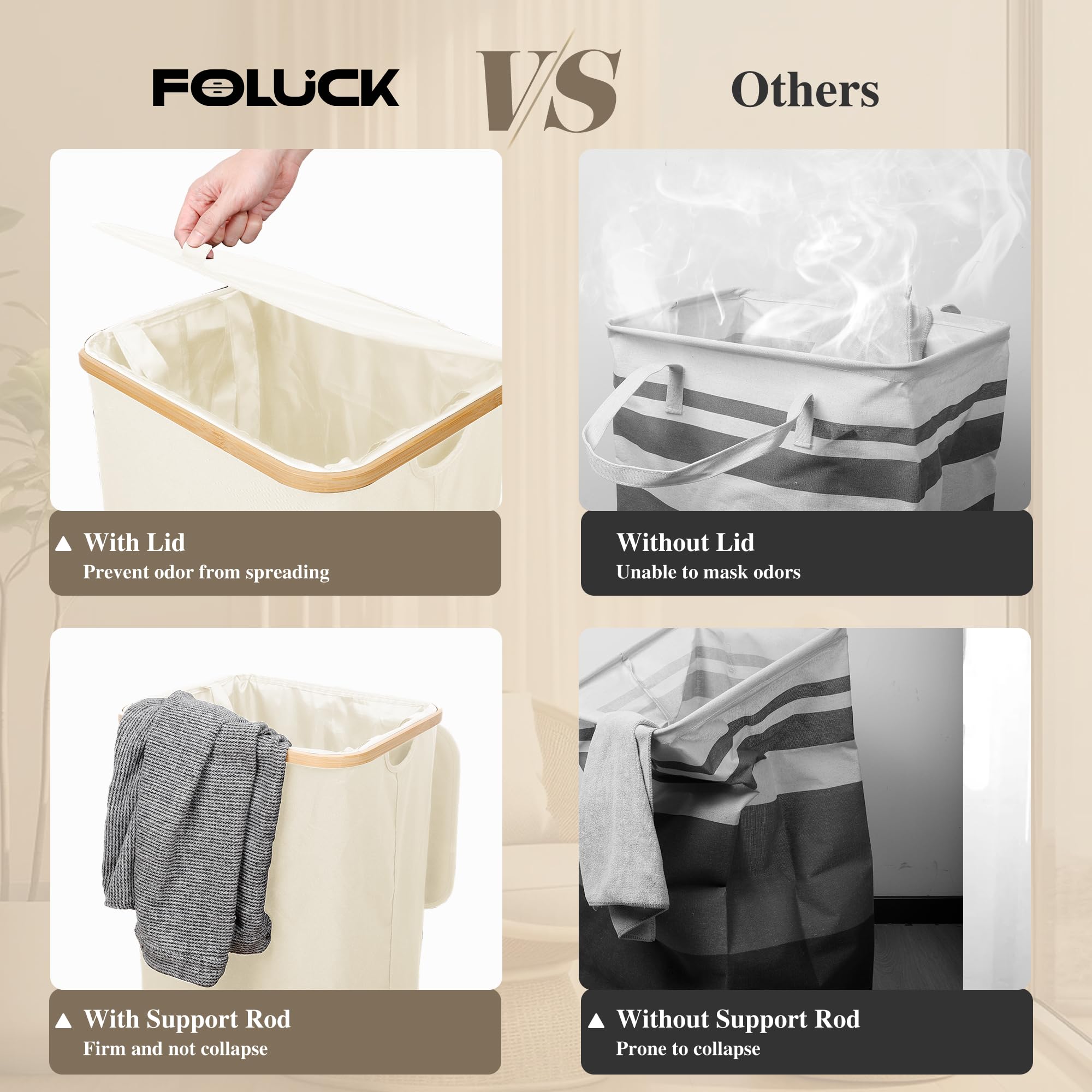 Foluck bamboo handles providing a comfortable grip while lifting