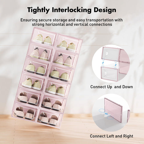 Foluck clear plastic shoe containers for visible storage.