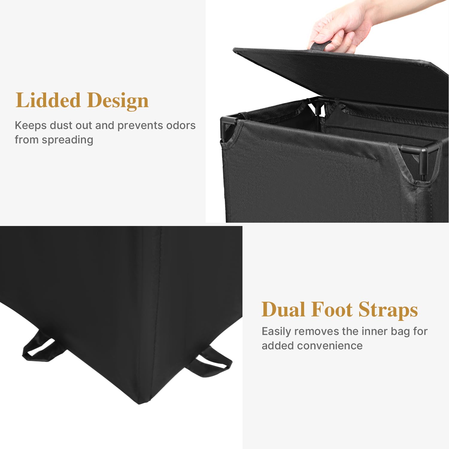 Foluck foot strap design aids easy removal of the inner bag.