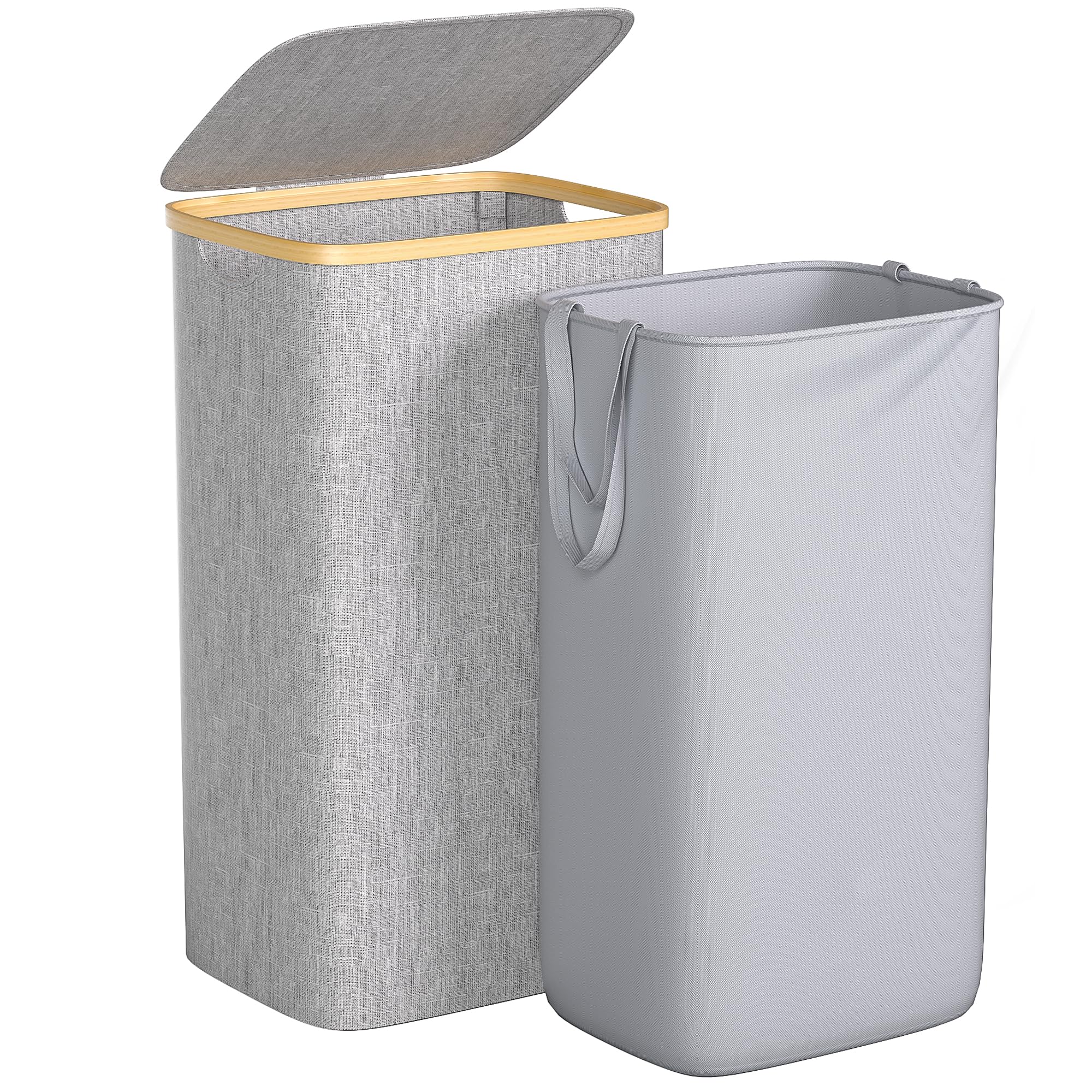Foluck large laundry hamper with lid keeps dust out and odors contained.