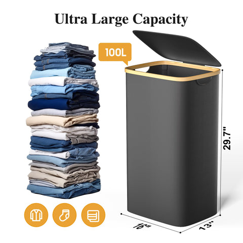 Foluck 100L capacity laundry hamper ideal for dorm rooms and apartments.