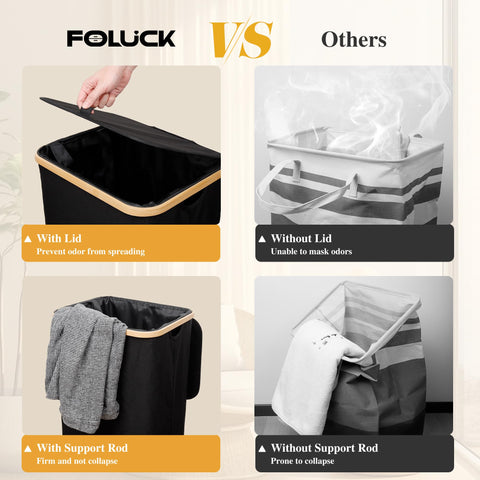Foluck removable inner bag with steel rings for quick cleaning and bag swap.