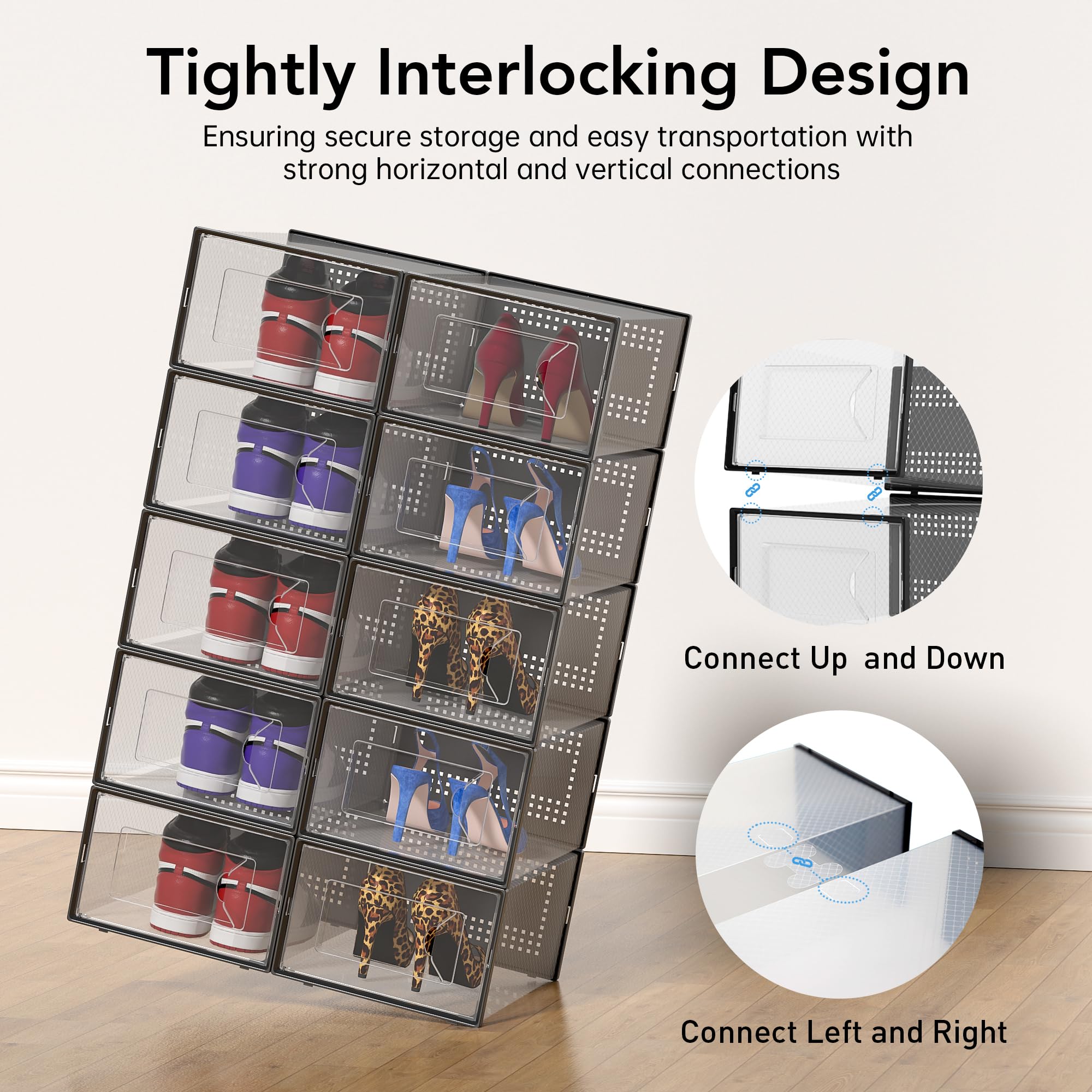 Foluck ventilated lids promote air flow to help keep shoes fresh.