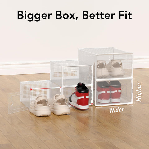 Foluck X-Large clear body shoe box for easy footwear identification.