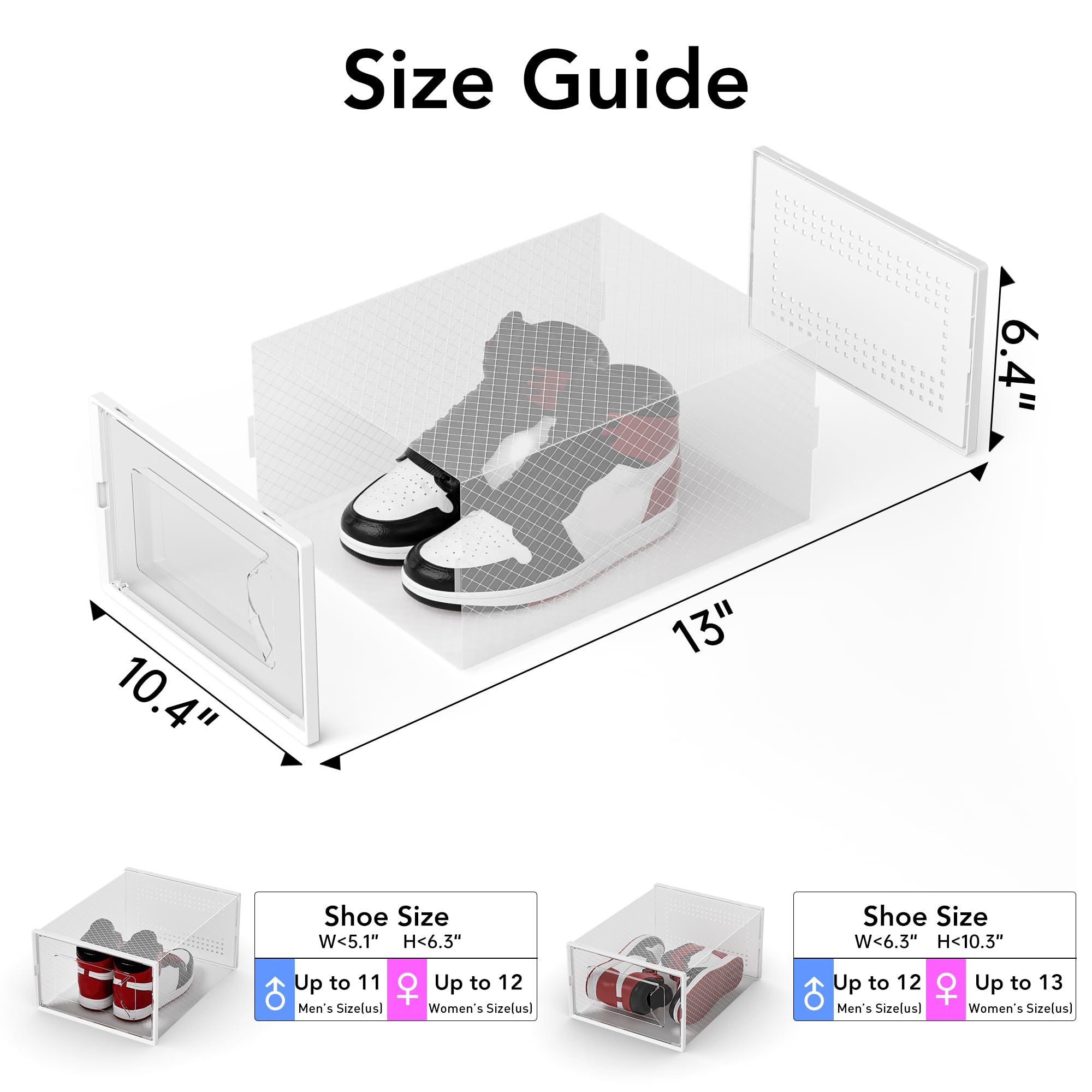 Foluck X-Large interlocking design shoe storage box illustrating stable stacking and flexible closet layout.