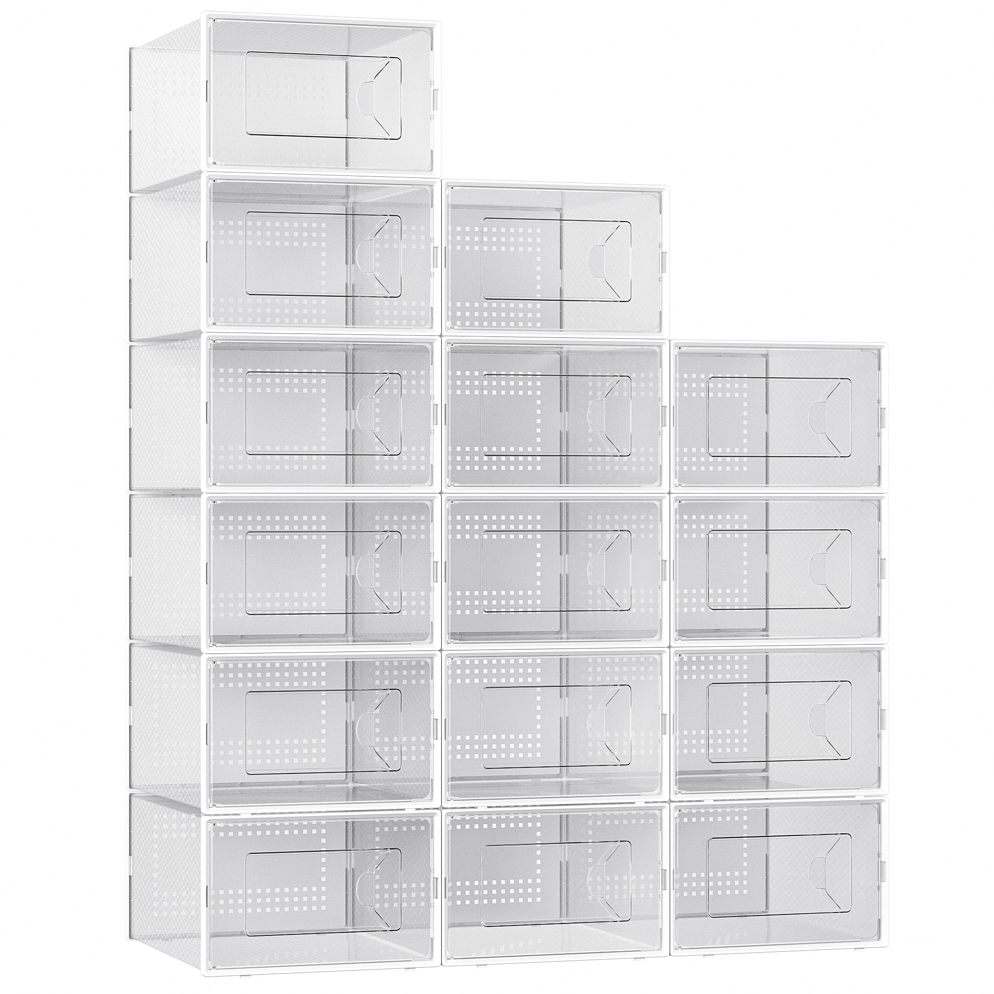 Foluck X-Large shoe storage box top view showing clear visibility for quick shoe selection.