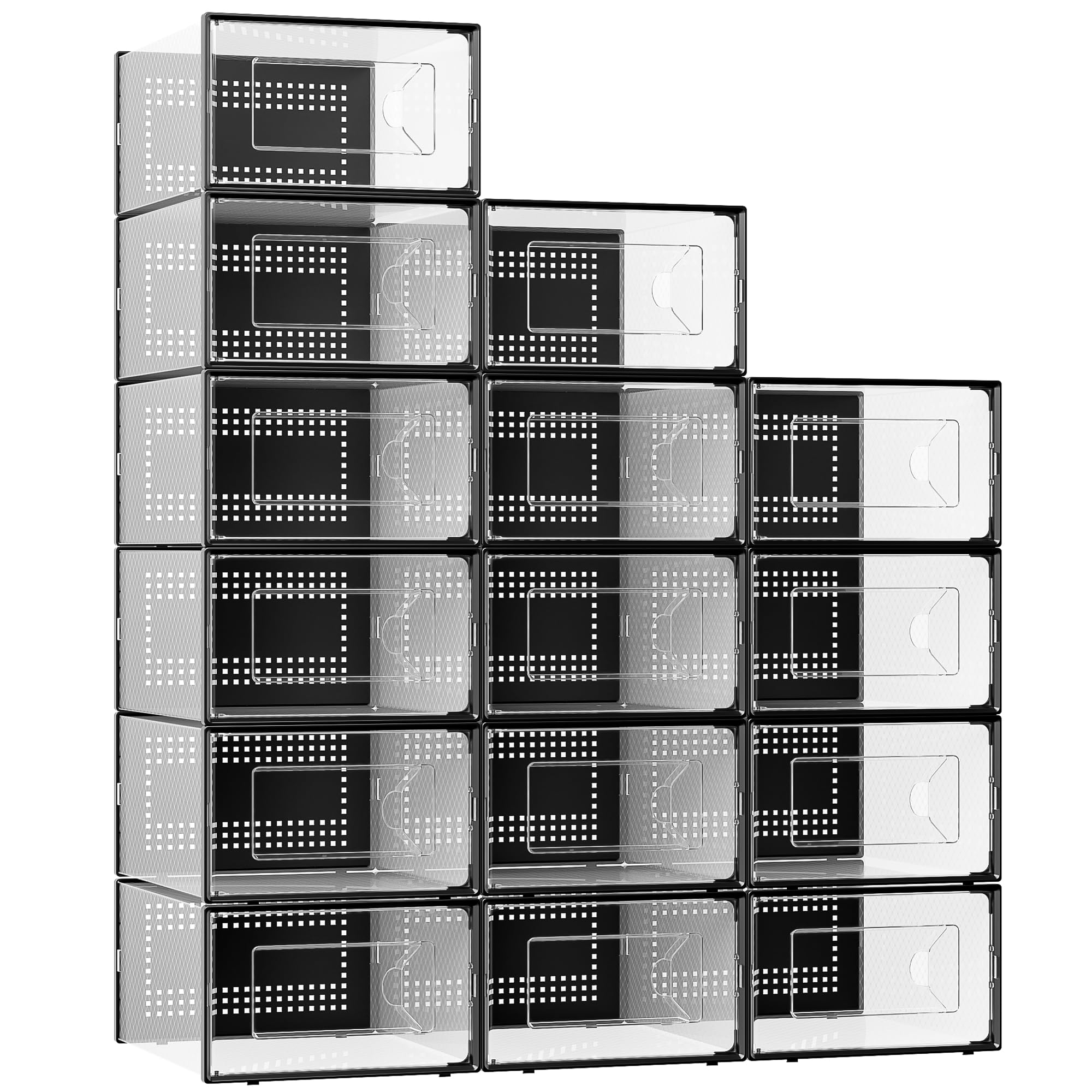 Foluck X-Large Shoe Storage Box collection showing spacious compartments for large footwear.