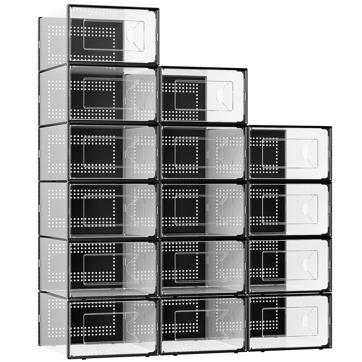Foluck X-Large Shoe Storage Box collection showing spacious compartments for large footwear.