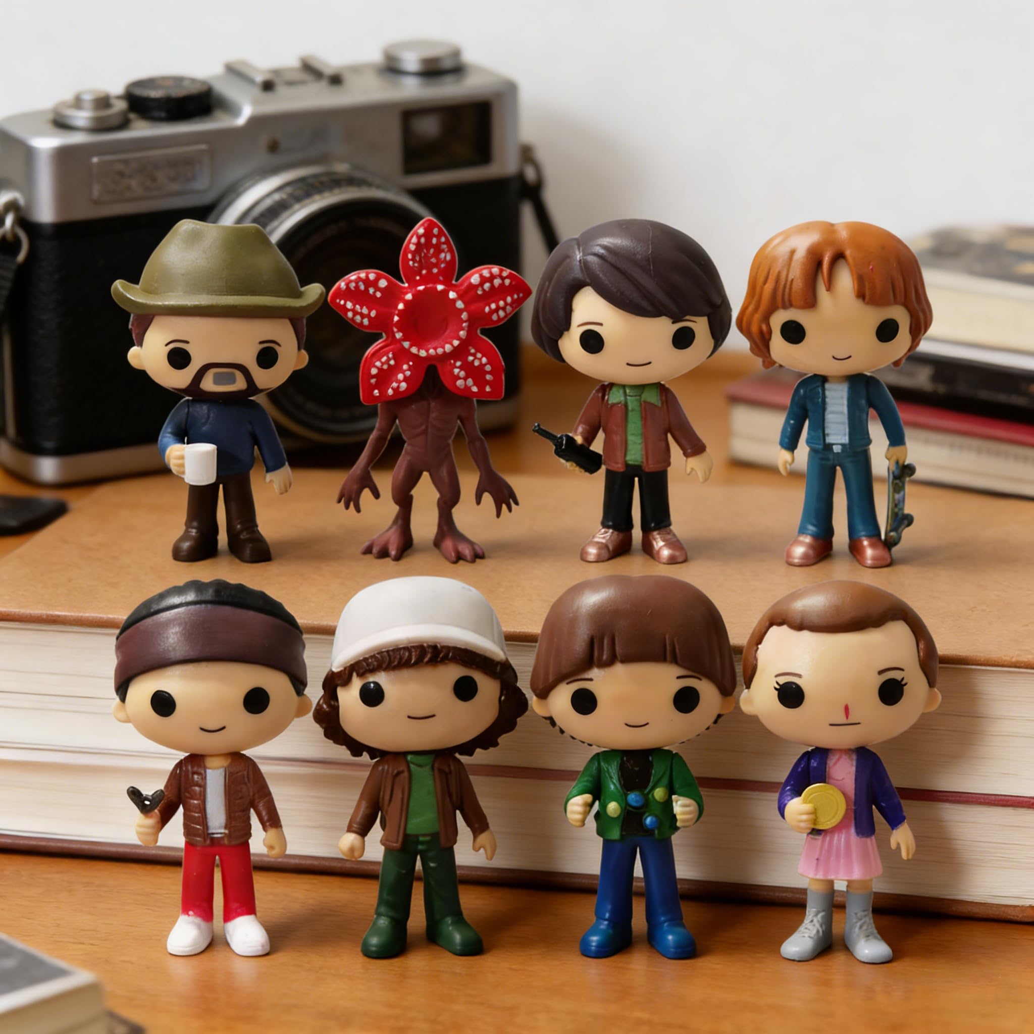 Fomuson Stranger Figure on a workspace corner ideal for small space displays.