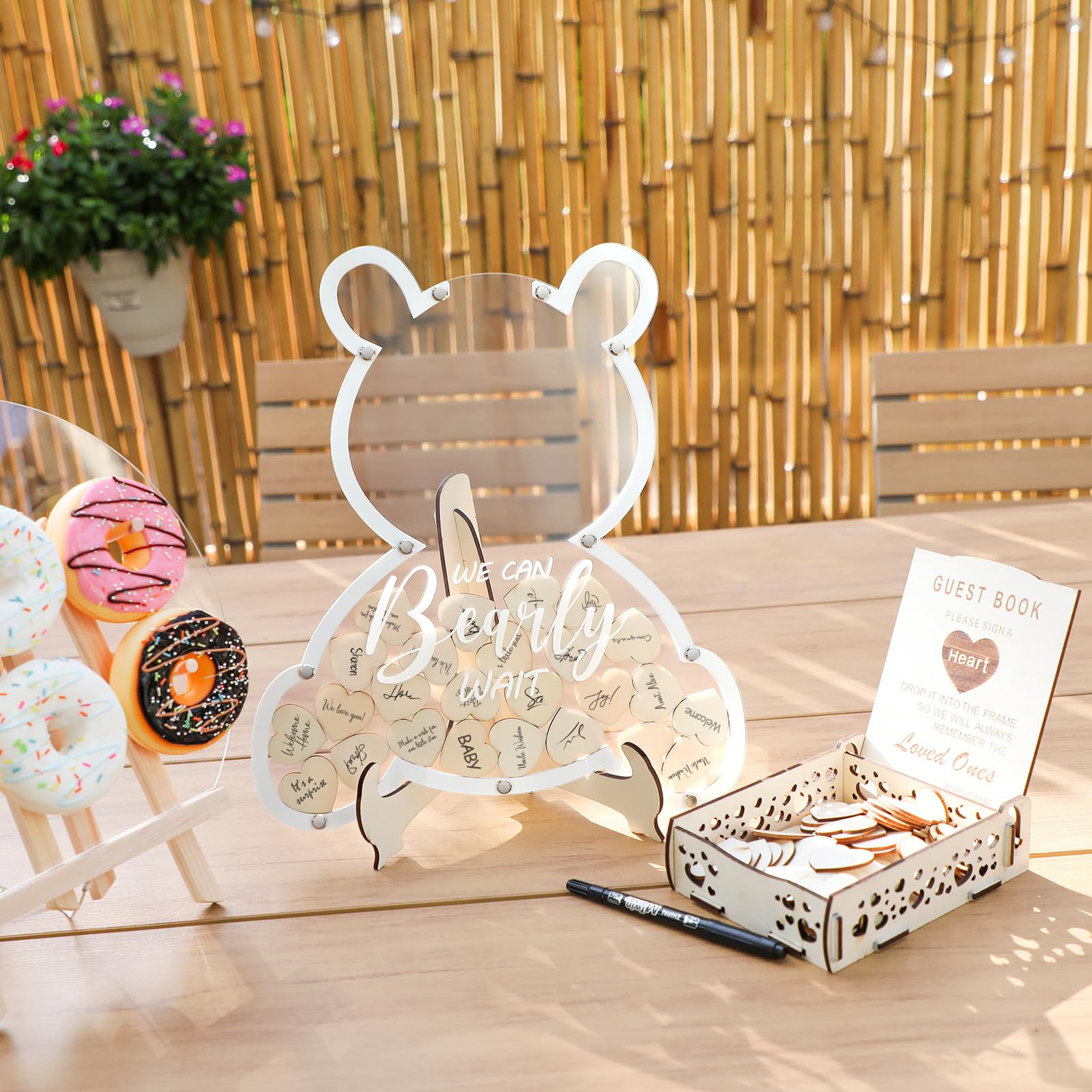 Fonder Mols We Can Bearly Wait guest book with wood and acrylic for lasting memories