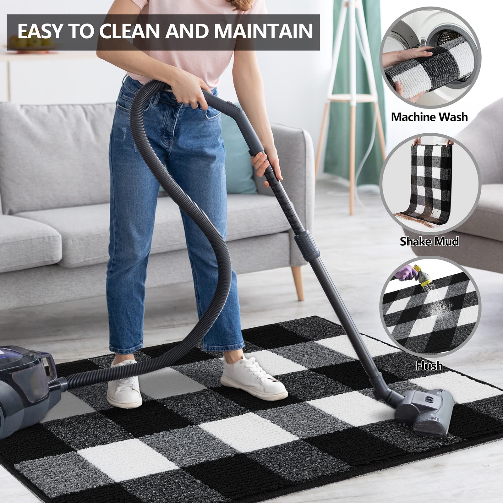 FONEYI durable polypropylene fiber rug withstands daily use with timeless style.