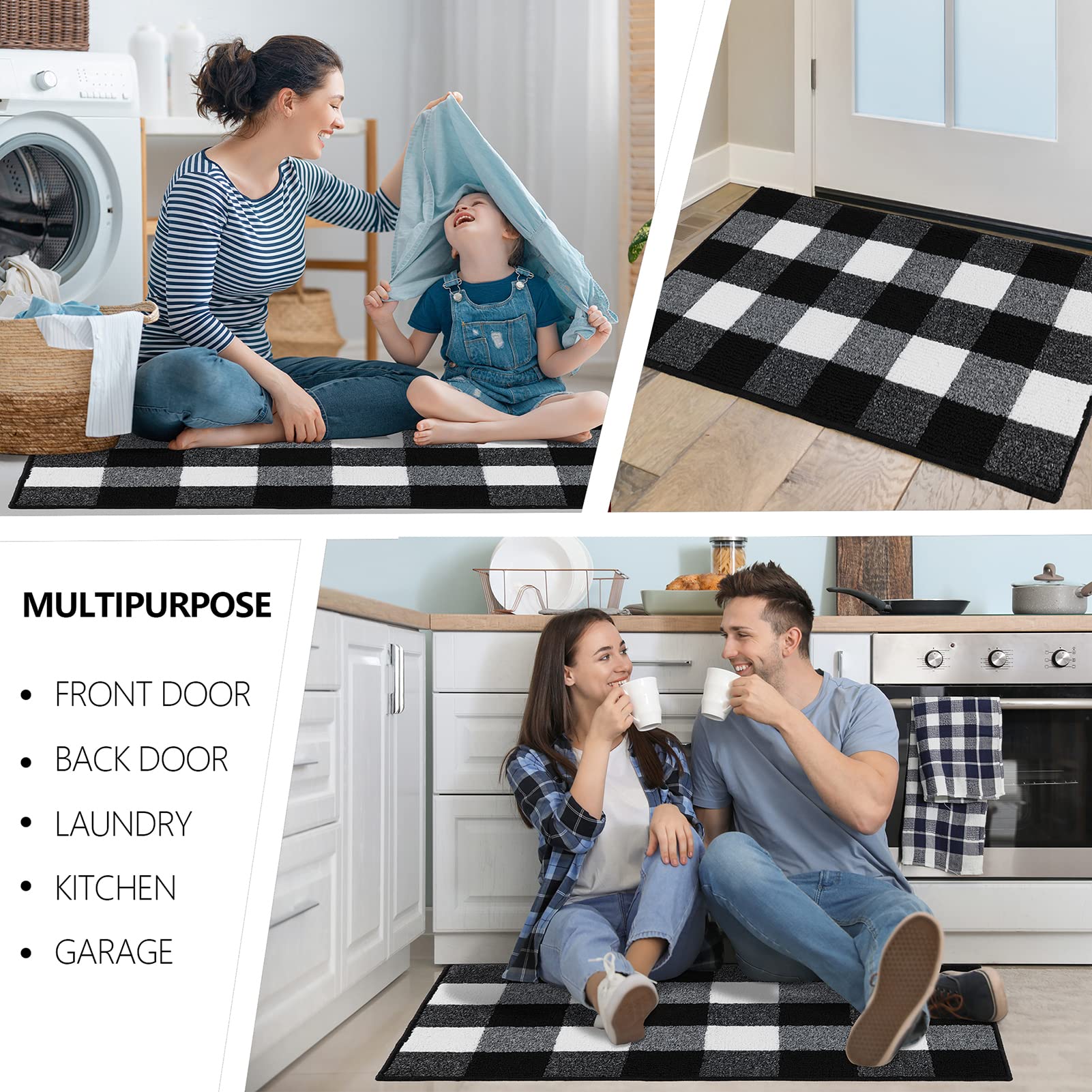 FONEYI easy-clean doormat can be swept, vacuumed, rinsed, or machine washed.