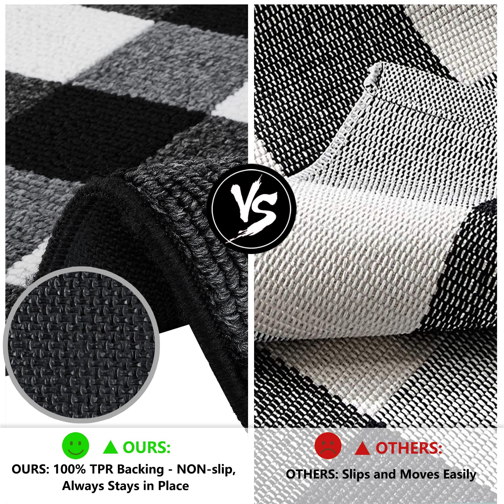 FONEYI non-slip entryway rug supports smooth door operation and floor protection.