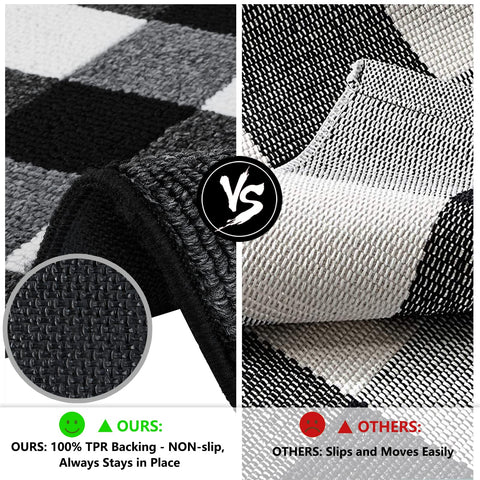 FONEYI non-slip entryway rug supports smooth door operation and floor protection.