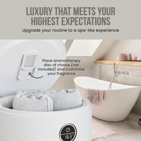 Fontaines luxury towel warmer large capacity fits two oversized towels or robes.