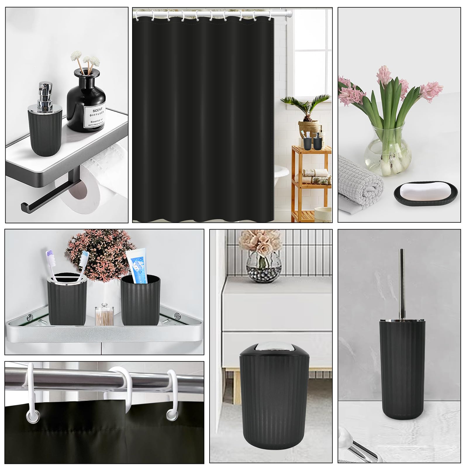 Fooguila soap dispenser in black set, leak‑proof pump for easy use