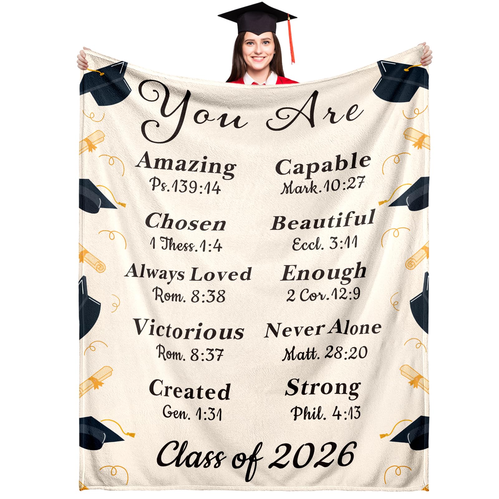 FOOZDEEVAAQ Class of 2026 graduation throw blanket in 50x60 for cozy moments at home