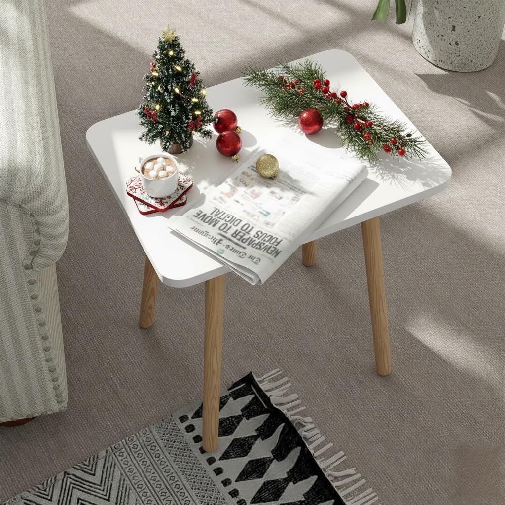 FORAOFUR small side table white finish in modern bedroom