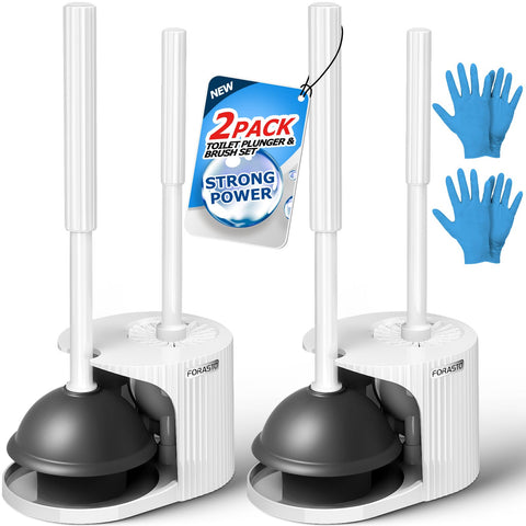 FORASTO 2in1 extended-handle plunger and brush for splash-free use