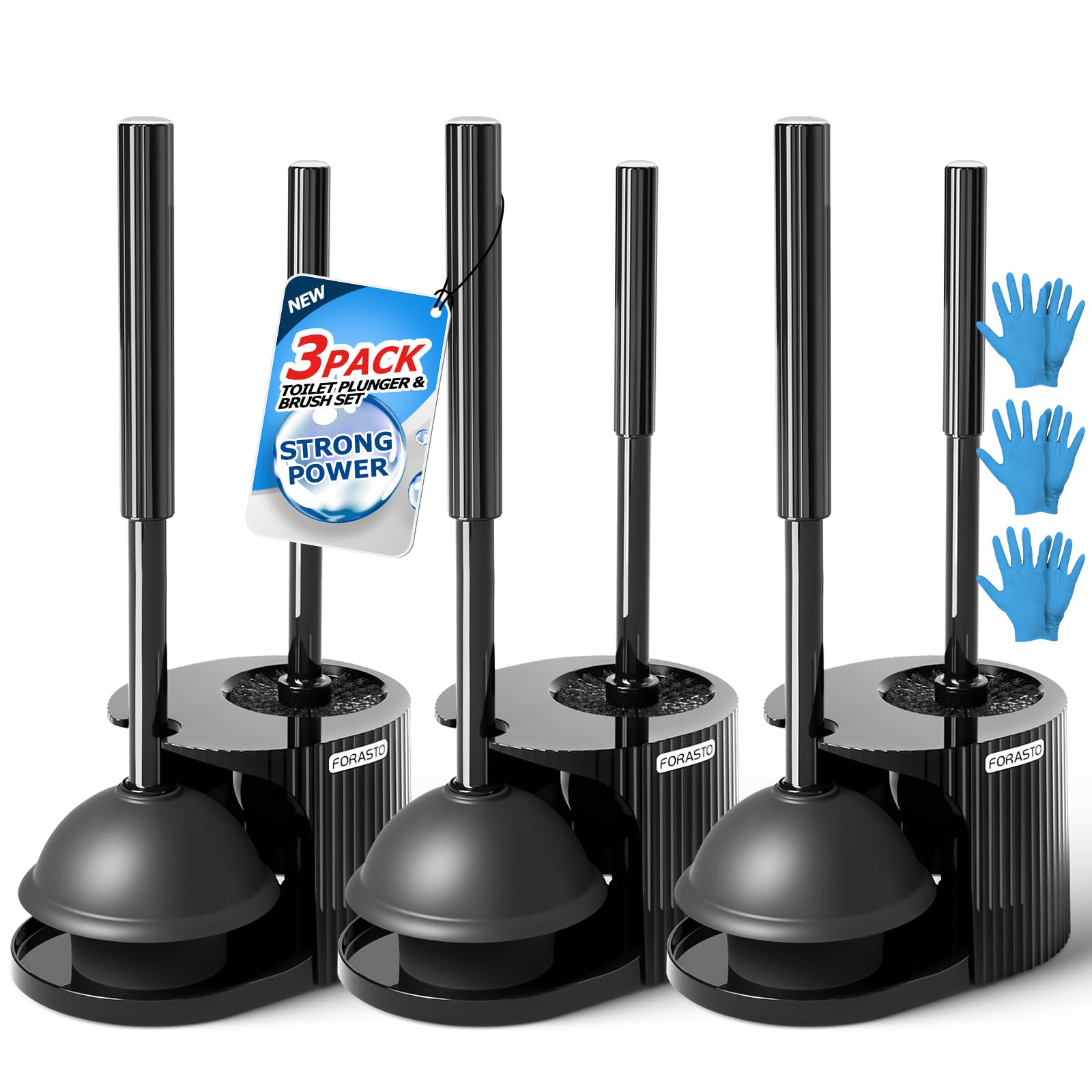 FORASTO 2 in 1 toilet brush and plunger with extended handle for easier cleaning