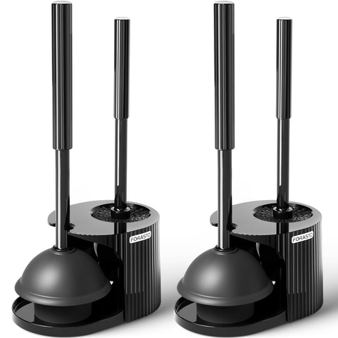 FORASTO 2in1 toilet brush and plunger set front view highlights compact, stylish storage.
