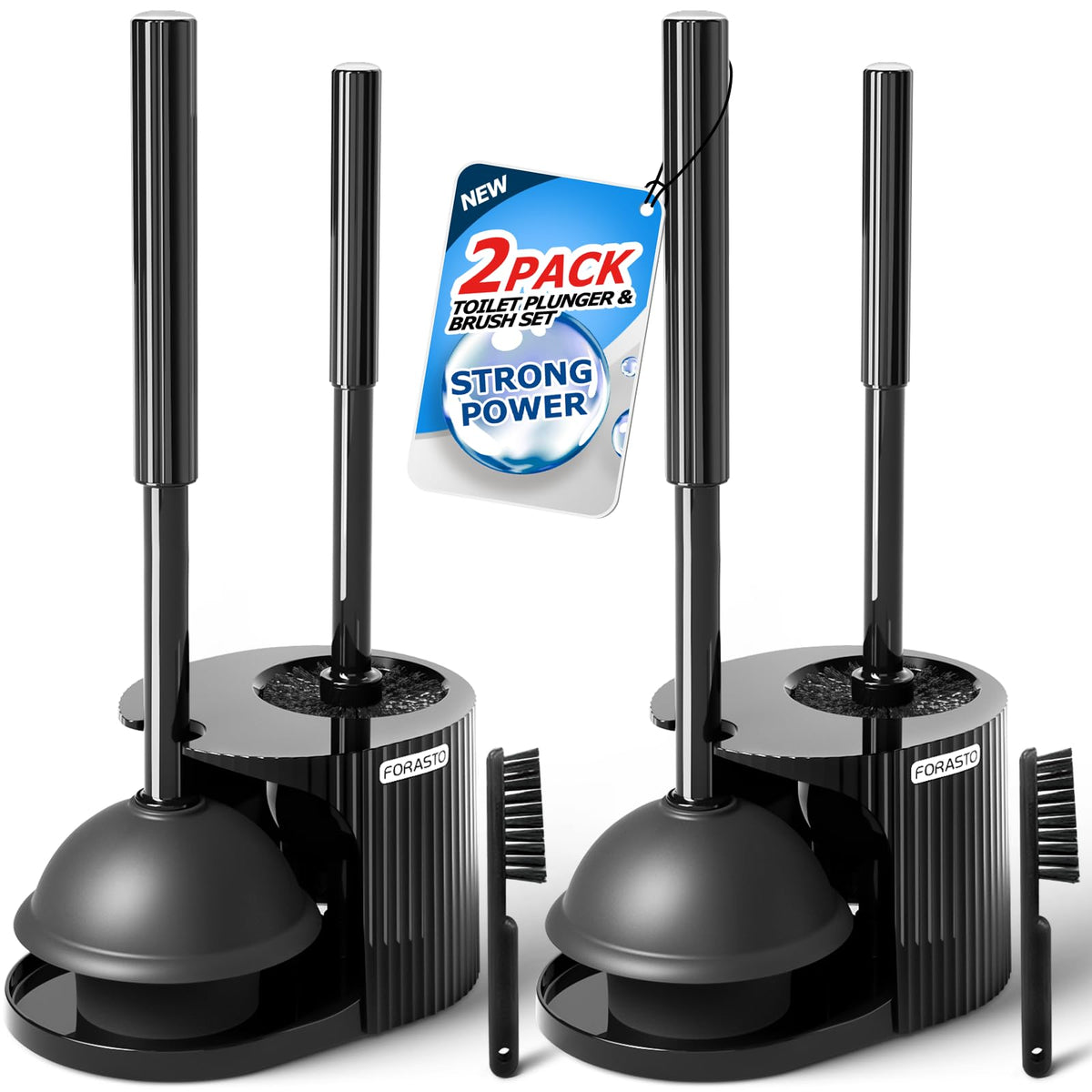 FORASTO 2-in-1 toilet brush and plunger for quick bathroom cleaning