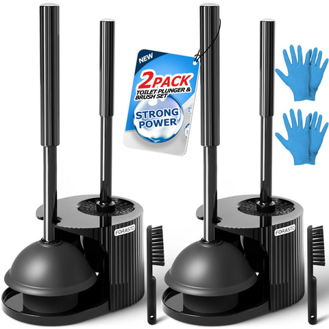 FORASTO 2Pack set with brushes and plungers for quick bathroom cleanup
