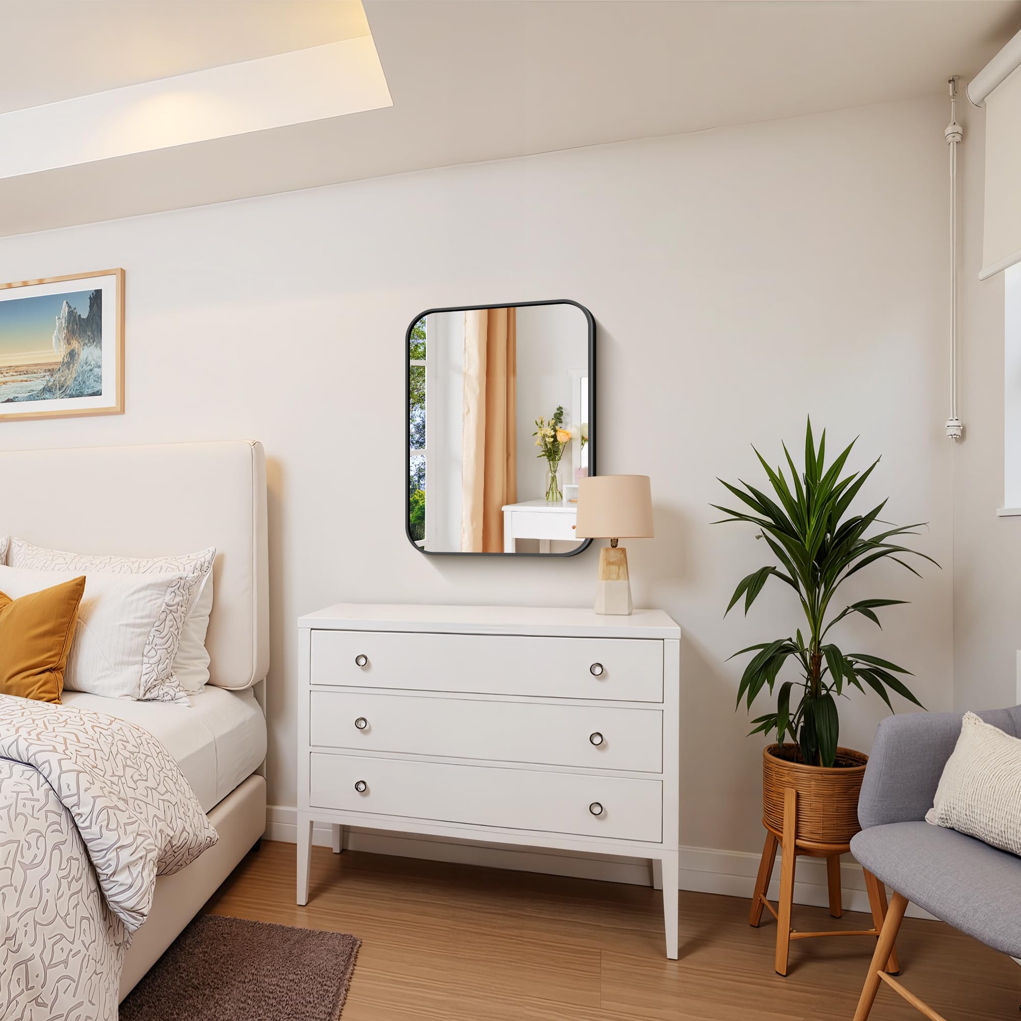 FORBATH rounded-corners mirror-safe design reduces risk while delivering a luxe look.
