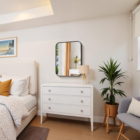 FORBATH rounded-corners mirror-safe design reduces risk while delivering a luxe look.
