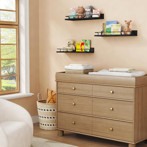 Forbena 17-inch floating shelves set of three enhances small-space organization