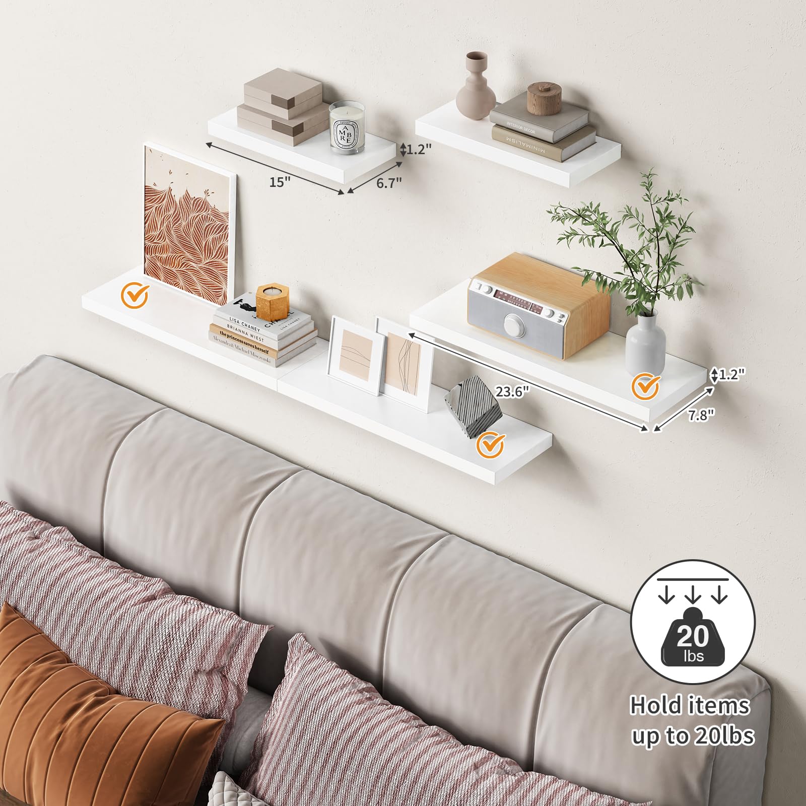 Forbena three-shelf set in a living room creating a tidy display wall