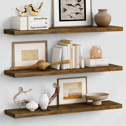 Forbena 36 inch floating shelves mounted on wall for tidy storage and display